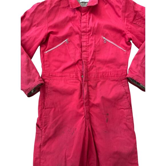 Vintage Wells Blizzard Pruf red overalls zippered collared suit medium - Picture 14 of 16